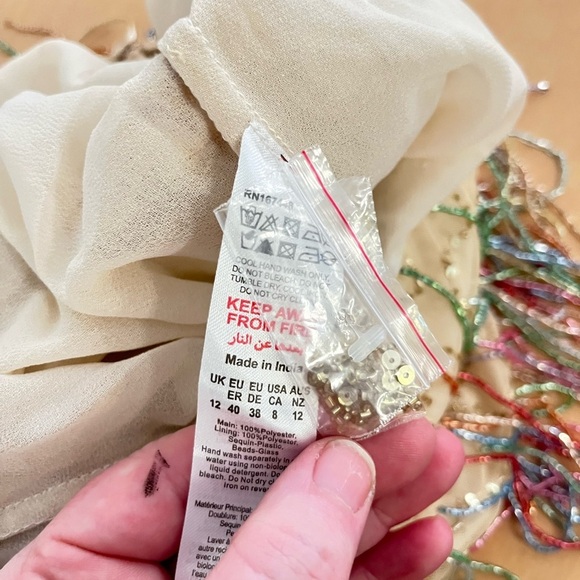 Nasty Gal Yellow Tan Tassel Beaded Sequin Flare Pants NWT sz 8 - Picture 13 of 15